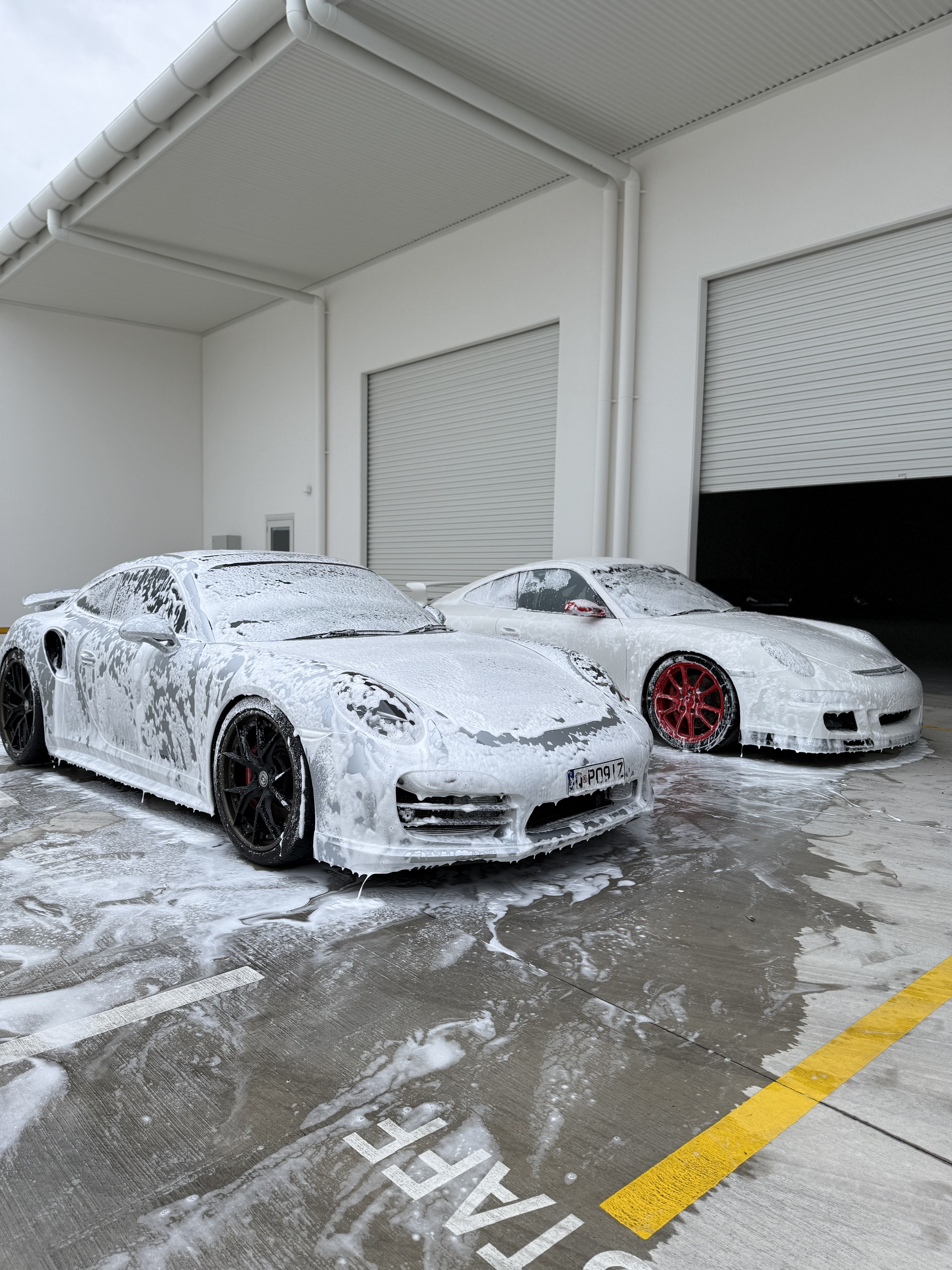 Car covered in foam